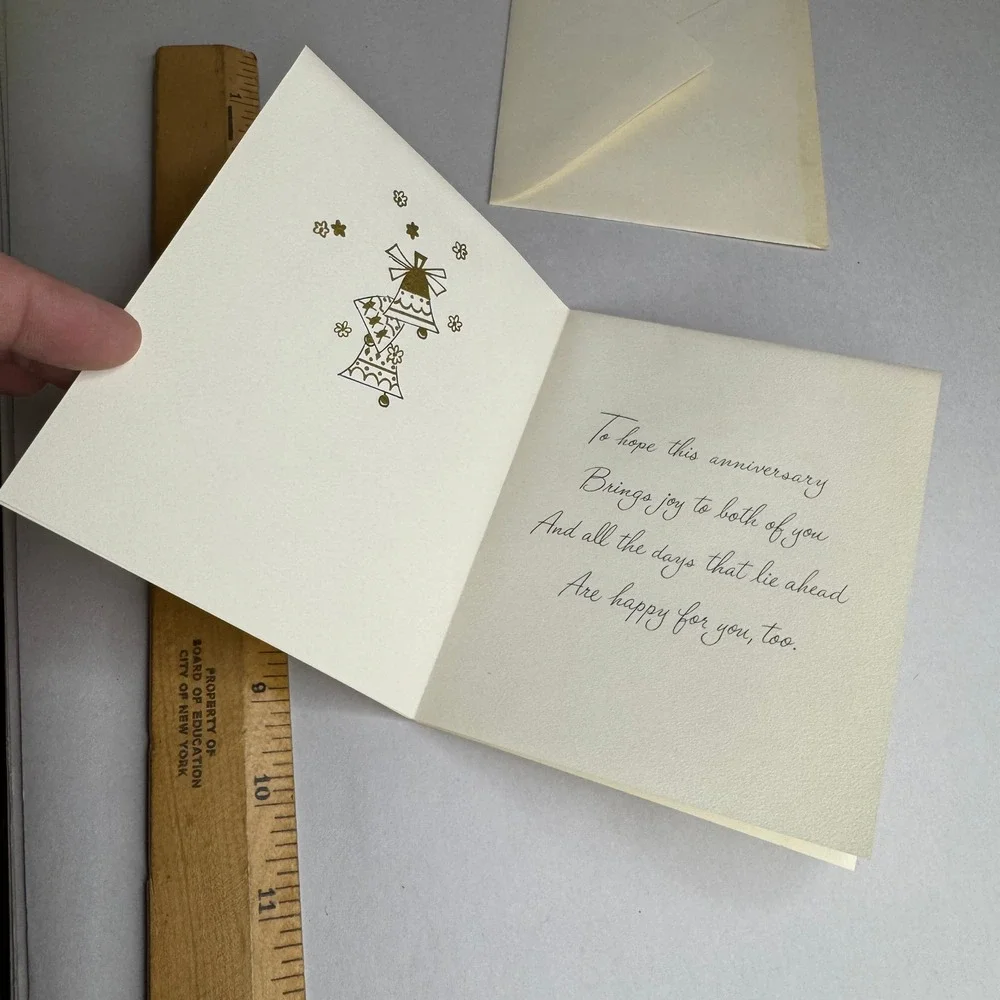 Vintage Sangamon Wedding Anniversary Congratulations Card Gold Foil Birds 5-1776